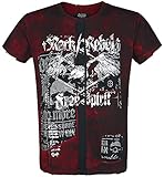 Rock Rebel by EMP Hombre Camisa Negro-Rojo con Estampado Rocky M