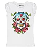 Camiseta de mujer con diseño de calavera de México, a la moda, idea de regalo, Color blanco., S