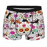 Pifeeny Calzoncillos tipo bóxer suaves para hombre elásticos, Calavera y flores, XL