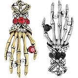 Halloween Broches Alfileres,Saijer Broche de Halloween Broches de Cristal de Mano de Esqueleto Insignias de Solapa Insignias para Ropa Lapel Broche de Moda Vintage Gótico Ropa Vestidos Universal 2 Pz