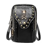 tongfeng Bolso bandolera con calavera gótica con esqueleto calavera, color negro, bolsa poliuretano, bolsa hombro, gimnasio, ciclismo, viajes, senderismo, mochila para hombres,