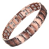 MagEnergy Pulseras de cobre para hombre de 9 pulgadas de eslabones ajustables de cobre puro con imanes de doble fila de 3500 Gauss, regalo de joyería con herramienta de extracción de eslabones, 9