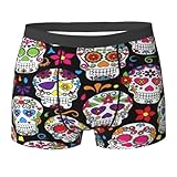 Calzoncillos bóxer para Hombre con Estampado de Calaveras de azúcar, elásticos, Transpirables, cómodos, para Uso Diario y Ejercicio.