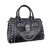 JOERBABU Bolsa de viaje de poliuretano para mujer, bolso de mano de calavera punk, bolsa de hombro versátil, bolsa cruzada de gran capacidad con remaches para adolescentes y niñas, 1, PU