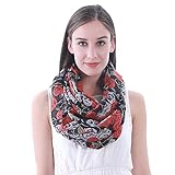 Lina & Lily Bufanda Infinita Snood con Estampado de Calaveras y Rosas (Negro)