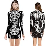 Disfraz de esqueleto para mujer, disfraz de esqueleto para adultos, disfraz de esqueleto para mujer, disfraz de Halloween para mujer, disfraz de esqueleto espeluznante, vestido de esqueleto para