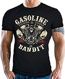 Gasoline Bandit® Hot Rod Biker Camiseta: Vintage Rider-XL