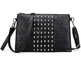 FiveloveTwo Bolso de mano de piel sintética con estampado de calavera punk para mujer, con asa superior, color negro, Black, 33 EU