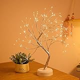 Lámpara de Rama de árbol de Cadena de Cobre Estrellado con batería LED o Suministro USB Luz de Noche de Alambre cálido con Interruptor táctil para la decoración de la habitación del hogar