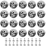 Niuhong 20 Pcs Remaches Cabeza Calavera Remaches Botón 3D Remaches Huecos Cuero Metálicos Decorativos Punk Elaboración Caracoles Bolsos Cinturón Ropa Accesorios Artesanía Cuero DIY (A)