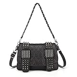 Chikencall® Bolso bandolera de piel sintética con estampado de calavera gótica para mujer, negro-a, talla única
