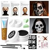Kit de Esqueleto Brillante para Maquillaje Halloween-Lictin Kit Completo de Maquillaje Facial Calavera Dorada​,Halloween Face Facial para Adultos y Niños,para Halloween,Disfraces,Cosplay y Carnaval