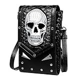 Hsthe Sea Riñonera con calavera Steampunk, bolso de hombro Punk a la moda, riñonera con remaches, bolsas para teléfono móvil, bolsa para motocicleta con calavera para exteriores