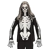WIDMANN MILANO PARTY FASHION - camisa de disfraces esqueleto, top, esqueleto de hueso, parca, Halloween