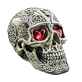 LUOEM Resina Cráneo Humano Réplica Esqueleto Modelo Divertido Disfraces de Halloween Casa Encantada Scary Creepy Prop Decoración de la Mascarada Adornos con Luces LED (Patrón cóncavo-Convexo)