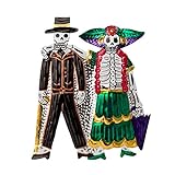 FANMEX - Fantastik - Figura de hojalata Mexicana con Parejas de Calaveras - artesanía de Dia de Muertos (Catrines)