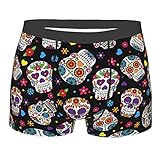 AOOEDM Calzoncillos Tipo bóxer para Hombre con Calaveras de azúcar y Flores Coloridas, Ropa Interior elástica Suave y Transpirable, bañadores con Bolsa abultada para Hombres y niños