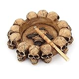 PilManDu Ceniceros de resina con calavera para fumar cigarrillos, decoración de Halloween, regalos de fantasía para fumadores (cráneo marrón)