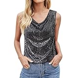 Top Calavera Mujer Moda Lentejuelas Suelto Corto Jersey Chaleco, Negro , L