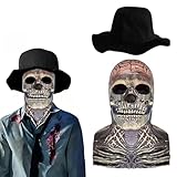 TISMHGKU Máscara de Calavera de Halloween con Mandíbula Móvil, Máscara Esqueleto de Látex Completa para Adultos, Máscara de Terror Espeluznante para Disfraces, Cosplay y Fiestas