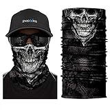 ShopINess Braga de Cuello Calavera Multifunción – Bandana Tubular Unisex para Moto, Deporte y Outdoor | Pañuelo Pasamontañas Transpirable con Protección Solar UPF 40+ | Halloween y Carnaval (Blanca)