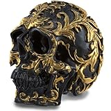 READAEER Réplica de Esqueleto Realista de Calavera Humana Modelo de Hueso (Oro Negro), 3.9 x 2.4 x 3.3 Pulgadas