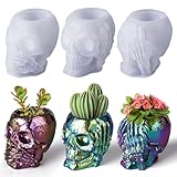 set de 3 moldes de silicona calavera para resina epoxi, figuras de resina, moldes 3D calaveras, molde para jarrón, molde de calavera para Halloween, decoración artesanal y manualidades de resina epoxi