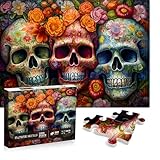 PICKFORU Puzzle del Día de los Muertos Calavera de Azúcar de 1000 Piezas, Puzzle de Halloween de 1000 Piezas, Esqueleto Decoración de Halloween, Dia De Los Muertos Jigsaw Puzzle Grateful Dead