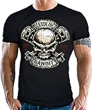 Gasoline Bandit Camiseta de motorista con diseño de calavera de pistón, Negro , XXL