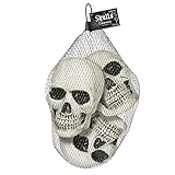 amscan- Fantasmas 3 Calaveras de plástico Fright Night 10 x 10 cm, Multicolor, Talla única (670563-55)