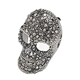 Broche De Calavera Vintage, Accesorio De Broche De Alfileres De Diamantes De Imitación Con Cabeza De Calavera Brillante (negro)