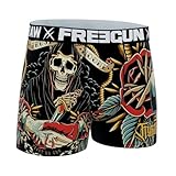 FREEGUN | Calzoncillos Hombre Boxer | Estampado Calavera, Entrepierna 7”, Micromesh Transpirable | Calzoncillos Hombre, Sensación Atlética (FR/ES, Letras, M, Regular, Regular, Calavera)