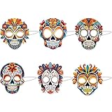 THINCAN 6 piezas Scary Day Of The Dead Skull Adult Cosplays Mascarada Accesorios Halloween Mascarillas Fiesta Mascarillas Prop Mexicana Mascarillas de Disfraz