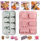 3 Pcs moldes de silicona para Halloween, molde de silicona para fiesta, moldes de chocolate con calavera con bolsas ziplock para dulces,perfecto para hacer dulces, pudines, cubitos de hielo (gris)