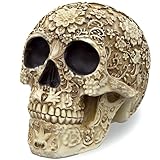 READAEER Réplica de Esqueleto de tamaño Real, Modelo de Hueso de Cabeza de Calavera Humana Realista (Floral)