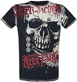 Rock Rebel by EMP Camiseta con Calavera Hombre Camiseta Negro L, 100% algodón, Regular