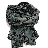KUSTOM FACTORY - Pañuelo para mujer, diseño de calavera, gris y negro, 50 x 160 cm