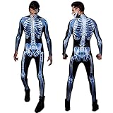 Yusheng Disfraz de esqueleto 3D, disfraz de esqueleto 3D, disfraz de Halloween para hombres y mujeres, mono bodysuit, Halloween Spooky esqueleto, disfraces para cosplay Party Supplies