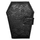 kreepsville 666 Cartera Vegana con Forma de ataúd de Calavera en Relieve para Mujer, Negro, Mediano, Negro