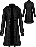 Ropa medieval para hombre, abrigo steampunk para hombre, disfraces de cosplay de Halloween, abrigo steampunk, gótico, uniforme medieval, Negro, M