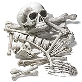 Bolsa de Huesos y Cráneo de Esqueleto de 18 Piezas para la Mejor Decoración de Halloween y el Cementerio más Escalofriante-Decoración para Fiesta de Halloween, Decoracion Exterior Interior Casa
