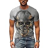 Camisetas de Manga Corta con Estampado Digital de Calavera en 3D para Hombre, Camisetas Retro, Blusas Informales de Verano