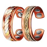 YINOX Juego de anillos de cobre para hombres para artritis envejecida ajustable, cada uno con 4 imanes