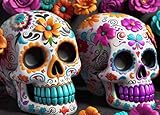 Bullglesup Rompecabezas para adultos de 1000 piezas, rompecabezas de calaveras con póster en la parte posterior, piezas únicas que se ajustan bien sin polvo (27.5 x 19.6 pulgadas)