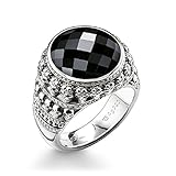THOMAS SABO Anillo unisex de plata de ley 925, diseño de calavera, ennegrecido, TR2005-024-11, 50 (15.9), Ónix