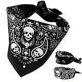 BOBOZHONG Bandana Negra con Calavera - Pañuelo Pirata Unisex Adulto/Niño (55x55cm) - Algodón Suave para Disfraces, Halloween, Cowboy - Regalo Original Multiusos