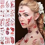 Tatuajes Halloween Cara Heridas Pegatinas Maquillaje Disfraz Halloween Mujer NiñO Hombre NiñA Accesorios, Tatuajes Temporales Adultos Calavera Zombie Maquillaje Cicatrices Halloween Tatuajes Falsos