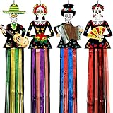 4 Piezas Colgantes de Calaveras de Azúcar – Decoración Día de los Muertos, Halloween, Altar Ofrenda, Fiesta Mexicana, Adorno de Pared y decoración al Aire Libre