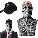 Máscara de calavera de Halloween, máscara de esqueleto 3D de cabeza completa con mandíbula móvil, disfraz de fiesta, casco de látex realista, casco de esqueleto, máscara de cráneo zombi, máscara de