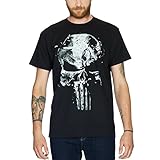 Camiseta de algodón con diseño de calavera de Punisher por Elbenwald, color negro, hombre, negro, large